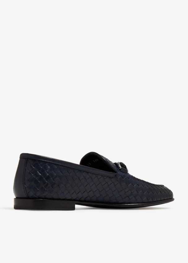 Leather woven loafers mens hotsell