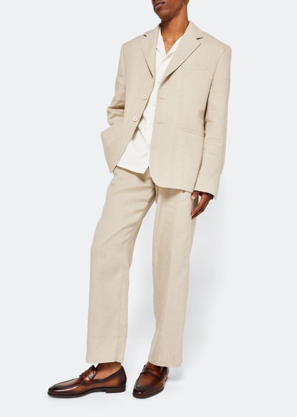 Mens leather and hot sale linen dress shoes