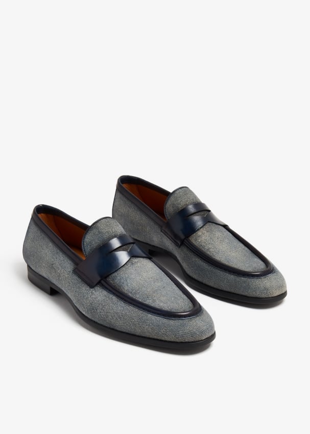 Magnanni Canvas penny loafers for Men Blue in UAE Level Shoes