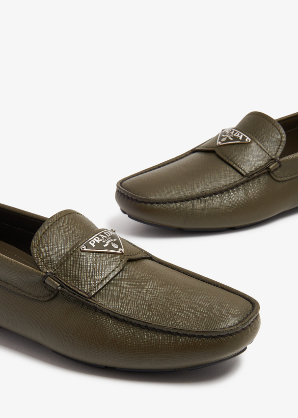 Prada Saffiano leather drivers for Men Green in UAE Level Shoes