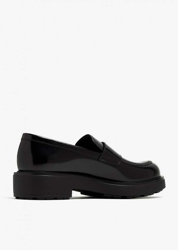 Prada Brushed leather loafers for Men - Black in UAE | Level Shoes