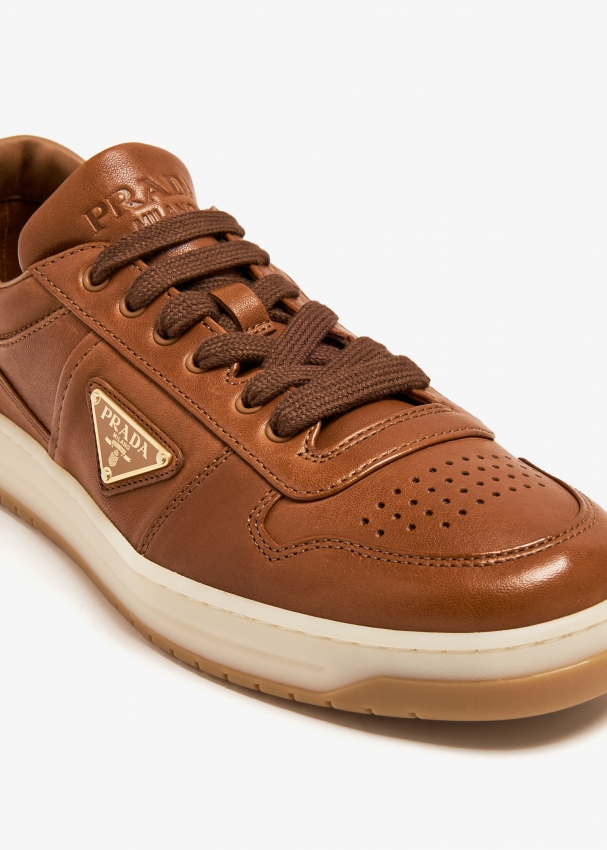 Prada Downtown leather sneakers for Men Brown in KSA Level Shoes