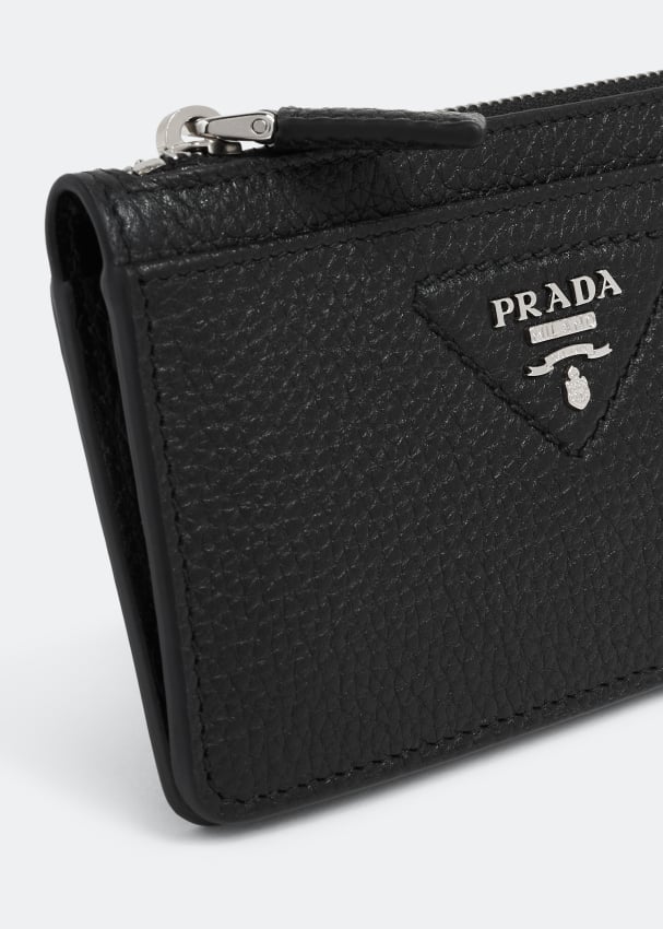 Prada Black Saffiano Metal Leather Card Holder Prada