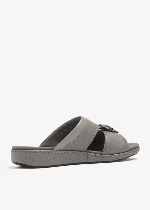 Prada Saffiano leather sandals for Men Grey in UAE Level Shoes