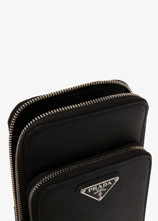 Prada Men's Brushed Leather Smartphone Case