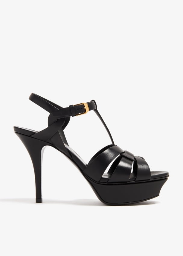 Saint Laurent Tribute platform sandals for Women - Black in UAE | Level ...