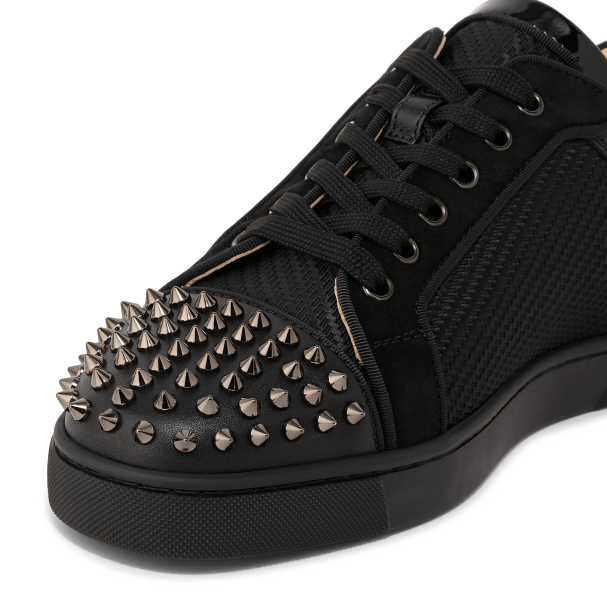 Christian Louboutin Louis Junior Spikes Orlato Leather And Jacquard  Sneakers in White for Men