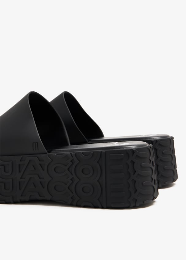 Black slide on wedges cheap