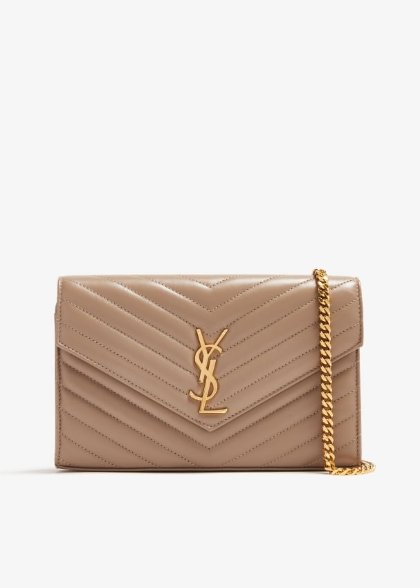 Saint Laurent Cassandre chain wallet for Women - Brown in UAE | Level Shoes