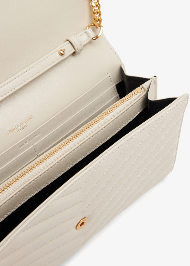 white ysl wallet on chain