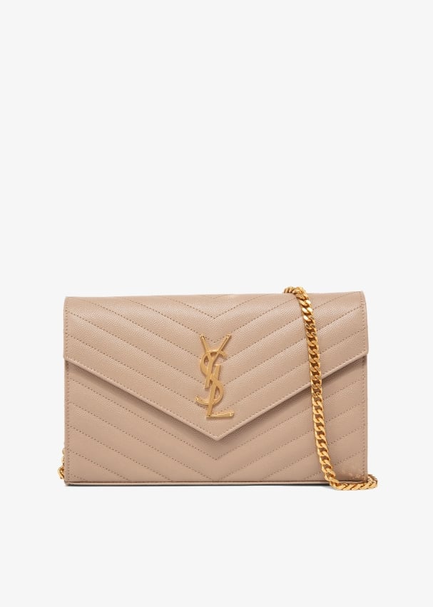 Saint Laurent Monogram chain wallet for Women - Beige in UAE | Level Shoes