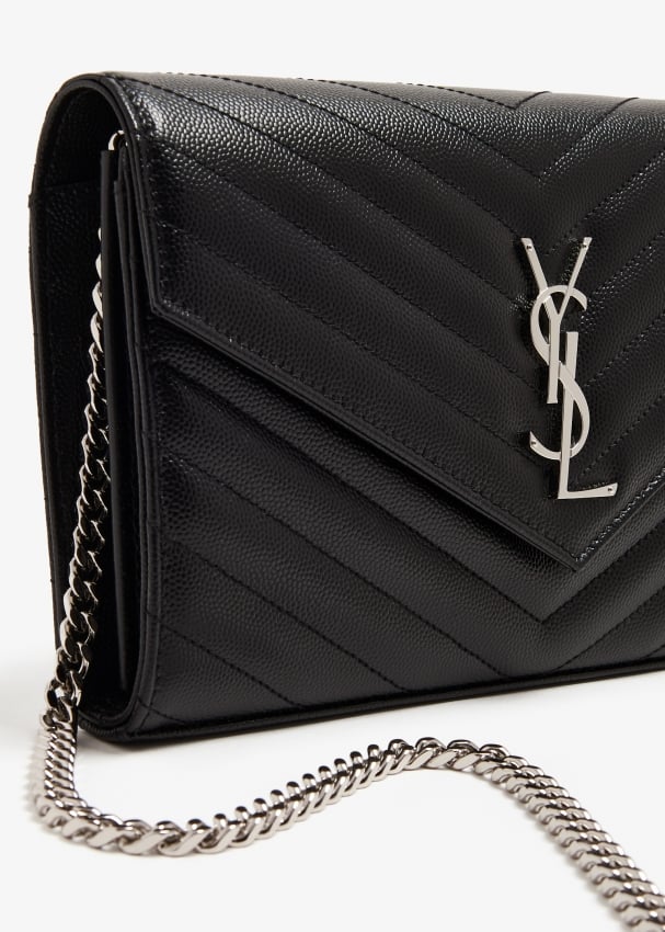 Saint Laurent Classic Cassandre chain wallet for Women Black in KSA Level Shoes