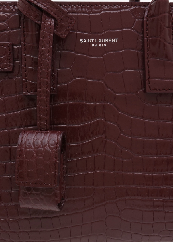 Saint Laurent Red Crocodile Embossed Calfskin Nano Sac De Jour