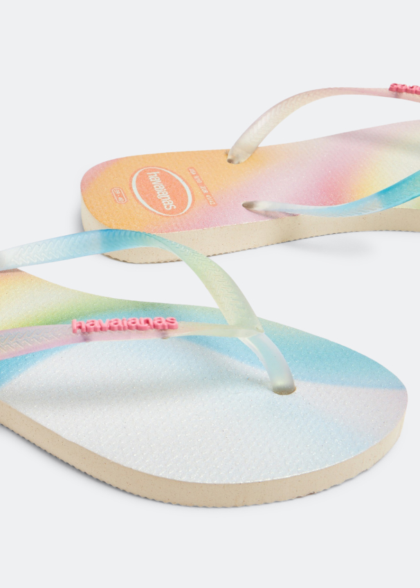 Havaianas Slim metallic rainbow flip flops for Women