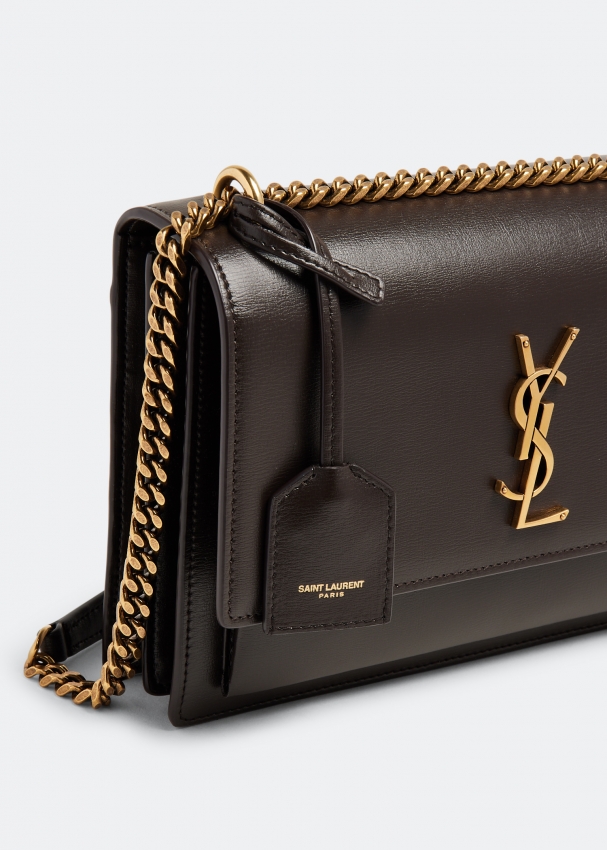 Saint Laurent Kate Medium Chain Bag in Grain De Poudre Gold-tone