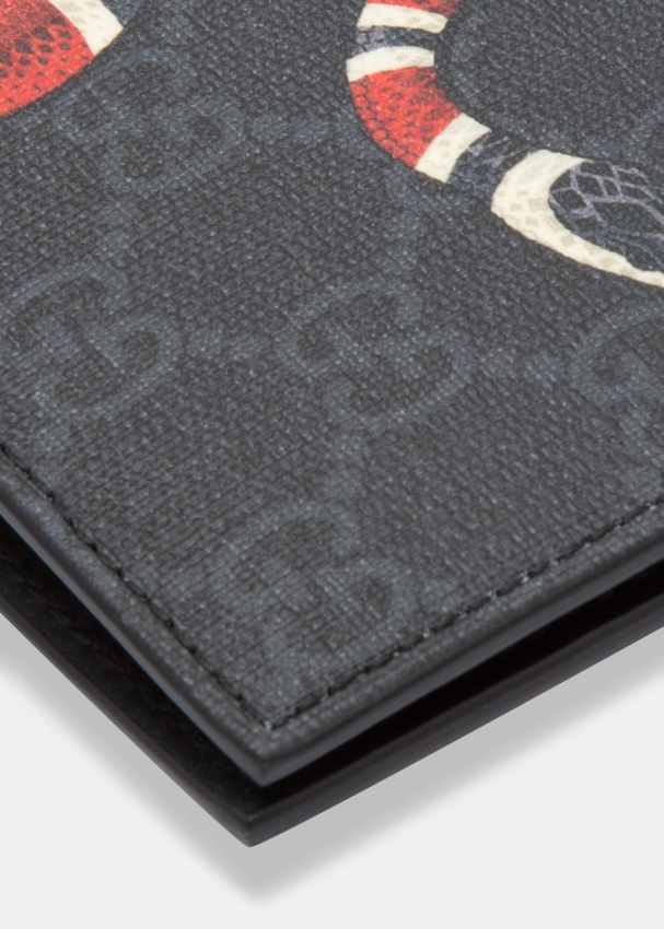 GUCCI Supreme Monogram Kingsnake Print Bifold Wallet Black 451268