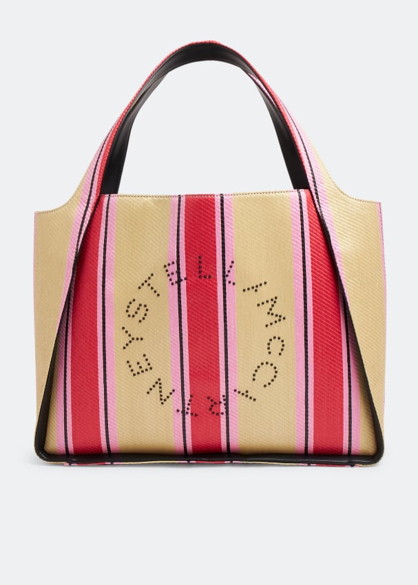 Stella McCartney Logo striped tote bag for Women - Beige in UAE | Level ...