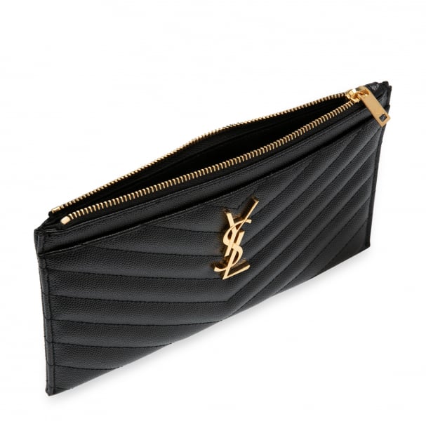 Saint Laurent Monogram quilted leather pouch for Women - Black in