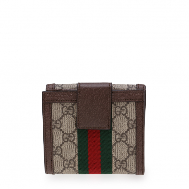Gucci Ophidia GG french flap wallet for Women Brown in KSA