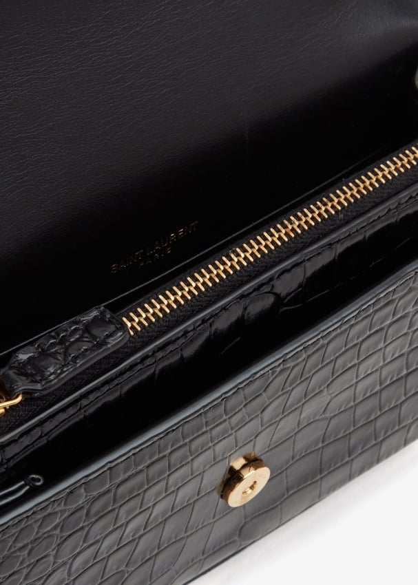 Saint Laurent Sunset Chain Wallet in Black