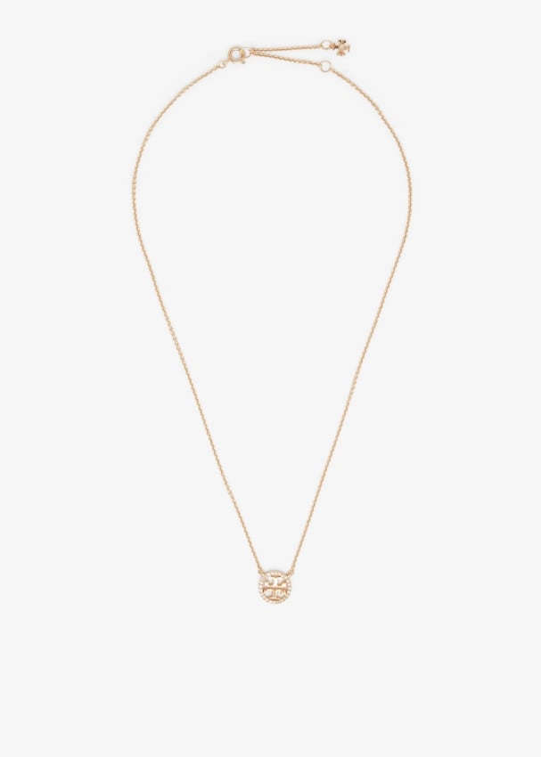 Tory Burch Miller Pavé Logo Delicate Necklace in White | Lyst