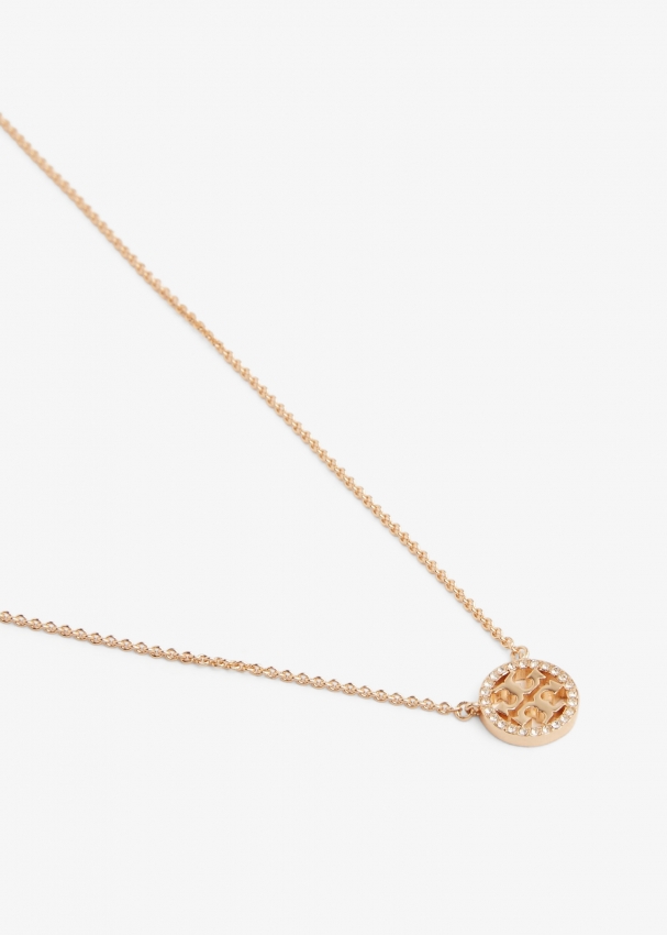 Tory Burch Miller Pavé Pendant Necklace In Tory Gold/crystal | ModeSens