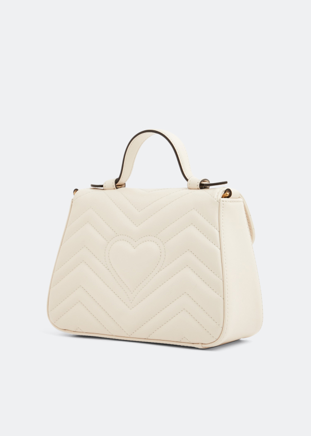 GG Marmont mini top handle bag in white leather