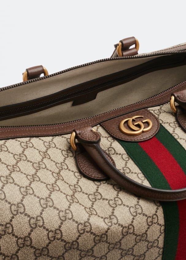 Gucci Ophidia GG Large Carry-On Canvas Duffle Bag Beige