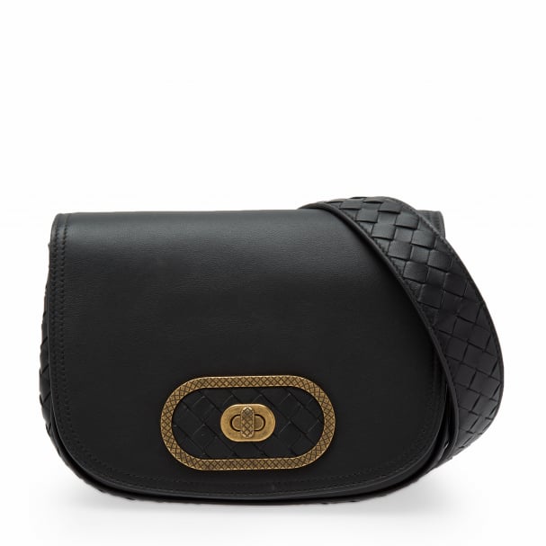 Bottega Veneta Black Grained Leather BV Angle Bag | Yoogi's Closet
