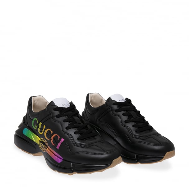 Rhyton gucci logo leather sneaker black store