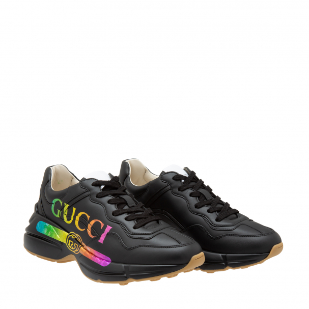 Rhyton gucci logo leather sneakers discount