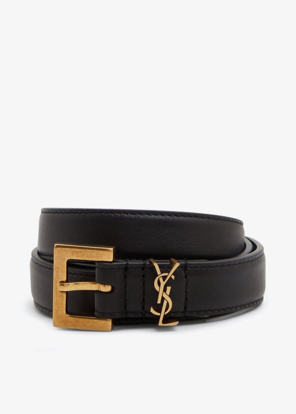 Saint Laurent Narrow monogram belt for Women - Black in UAE | Level Shoes