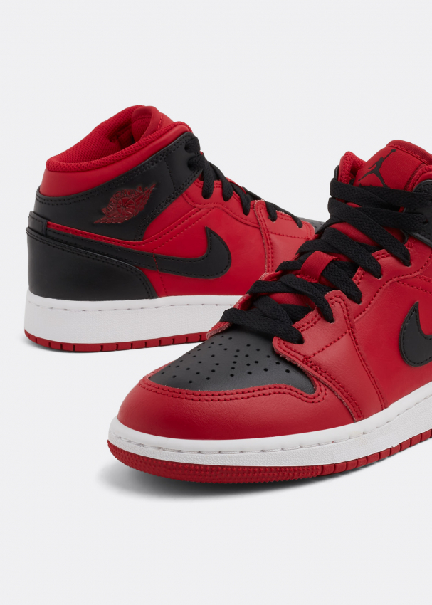 Nike air jordan 1 mid men's reverse bred black red top