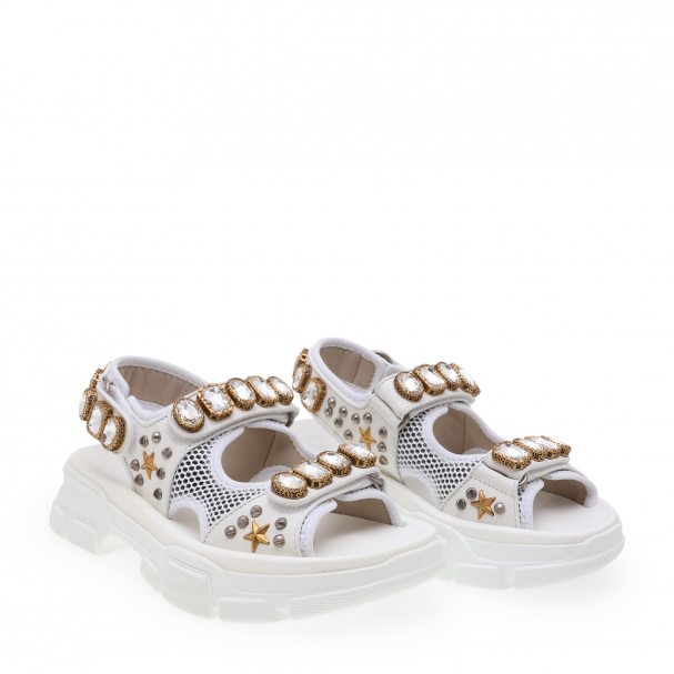 Gucci Crystal embellished sandals for Women Gold in UAE Level