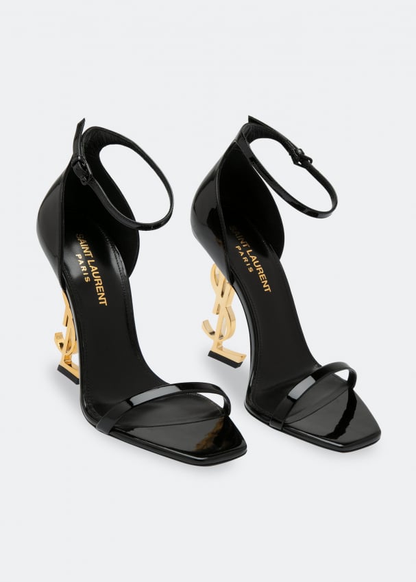 Saint Laurent Opyum patent leather sandals for Women Black in Kuwait Level Shoes