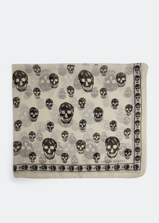 McQueen Classic skull scarf for Women White in Bahrain Level Shoes