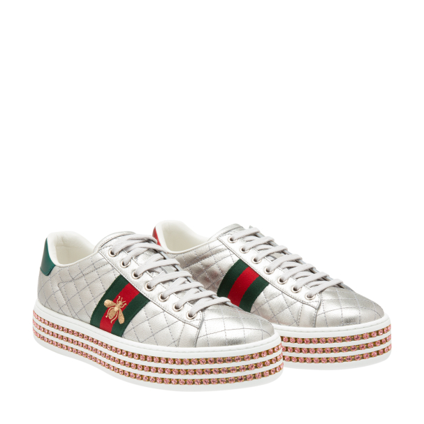 Gucci Crystal embellished Ace sneakers for Women Silver in UAE