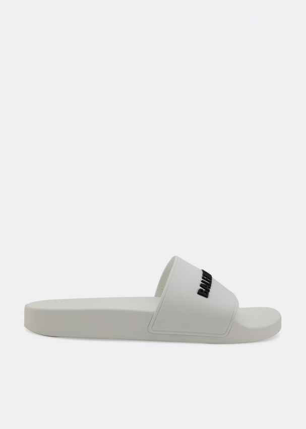 Balenciaga Logo rubber slides for Women - White in UAE | Level Shoes