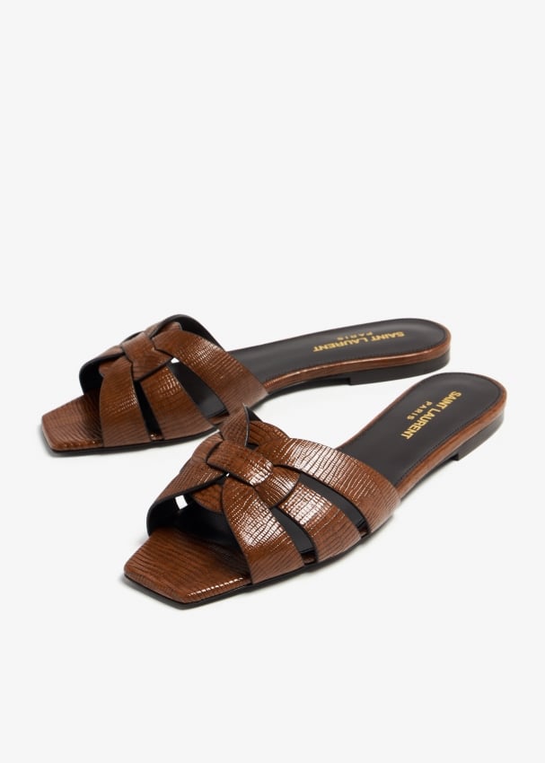 Saint Laurent Tribute flat sandals for Women Brown in UAE Level Shoes