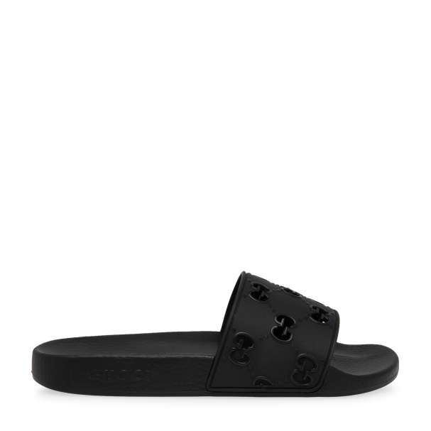 Gucci Rubber GG slides for Men - Black in UAE | Level Shoes