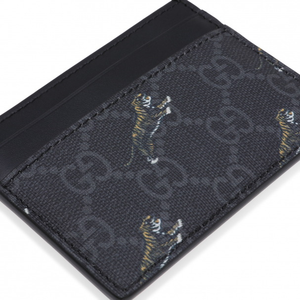 Gucci Black GG Tiger Card Holder for Men