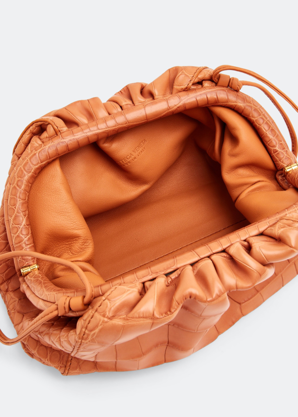 Bottega Veneta Mini Pouch Leather Clutch Bag in Orange