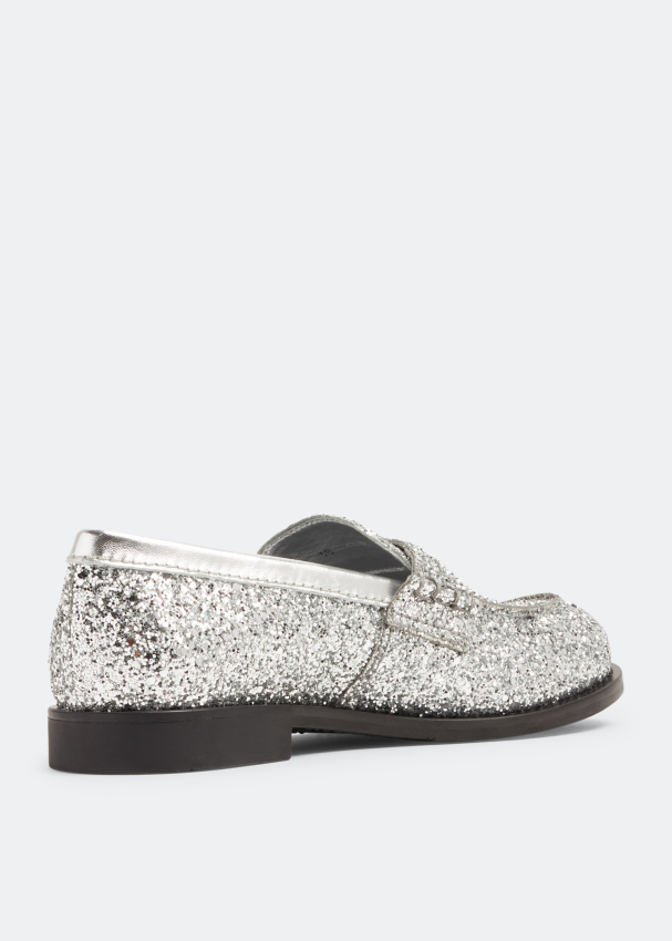 Silver glitter loafers deals