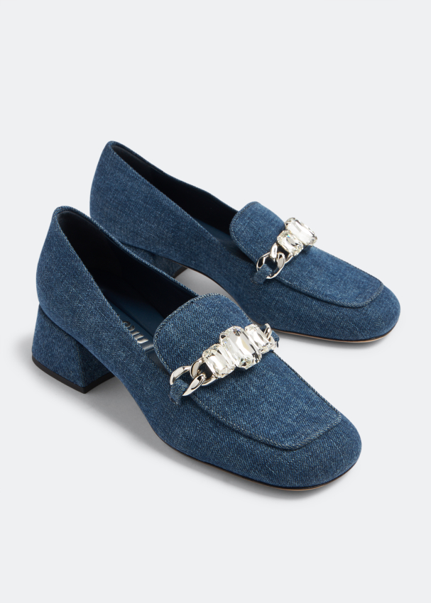 Miu Miu Denim loafers for Women Blue in KSA Level Shoes