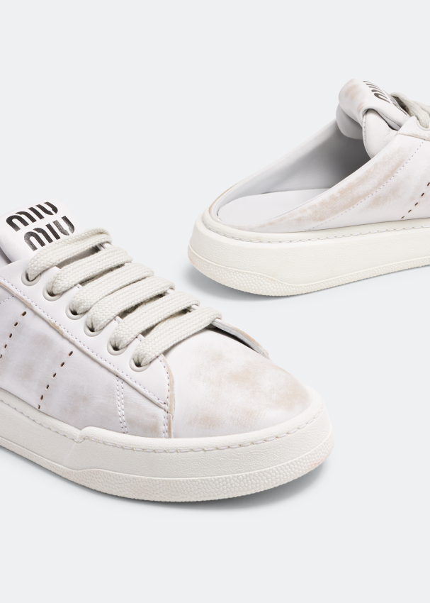 Miu Miu Bleached leather sneakers for Women - White in UAE | Level 