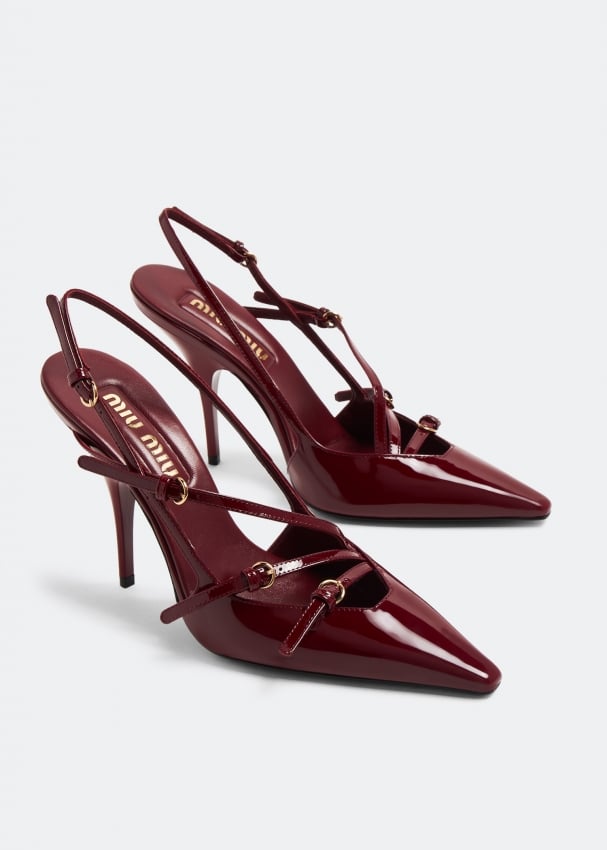 Miu Miu Buckle slingback pumps for Women - Burgundy in UAE | Level Shoes