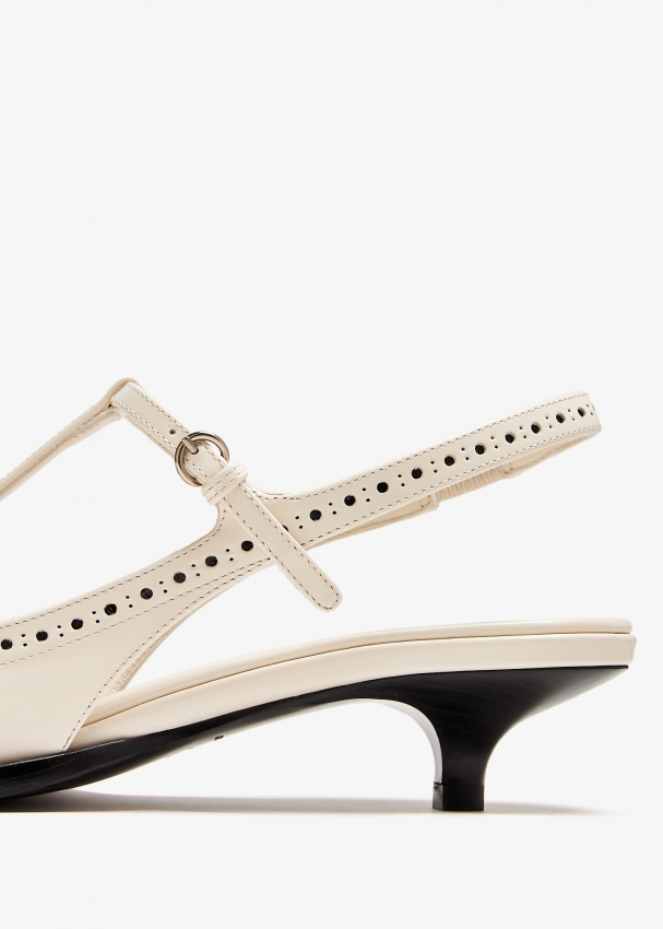Miu Miu Brogue T-strap slingback pumps for Women - Cream in Miu Miu Brogue T-strap slingback pumps for Women - Cream in