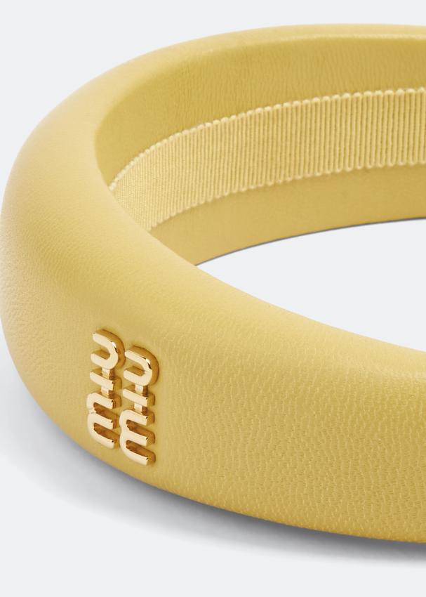 Miu Miu Leather headband for Women - Yellow in Qatar | Level Shoes