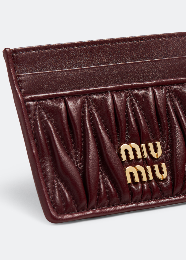 Miu Miu Matelassé leather card holder for Women - Burgundy in KSA  