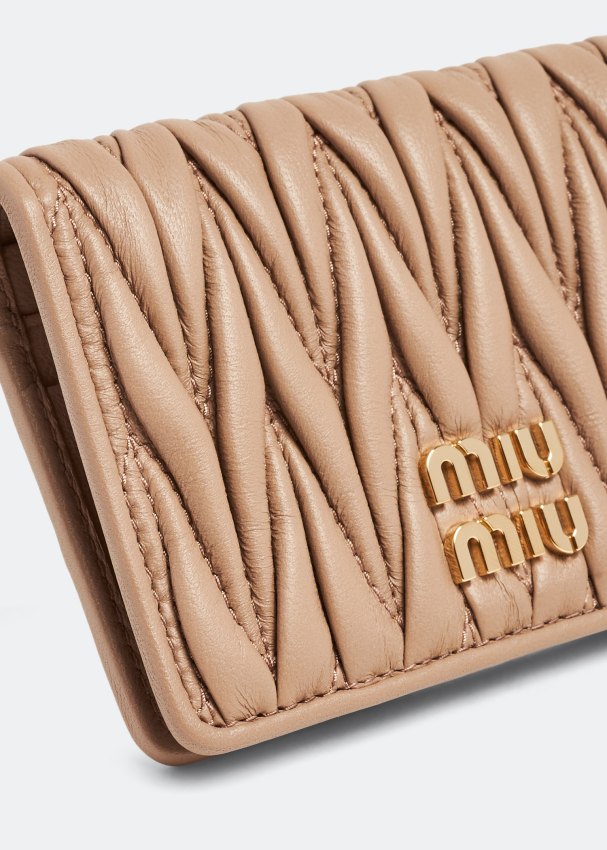 Miu Miu Matelasse leather card holder for Women Beige in KSA Level Shoes